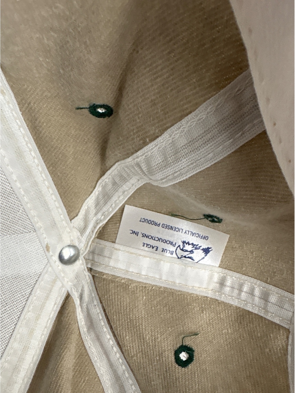 Vintage Cadillac Strapback Taupe Beige and Green Adjustable Baseball Hat Cap - Picture 7 of 7
